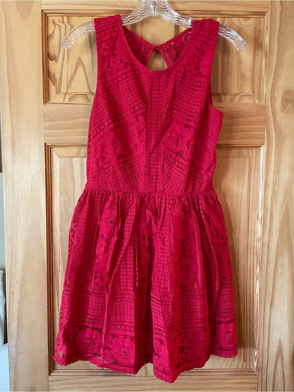 Altar'd State Red Lace Backless Fit-and-Flare Dress